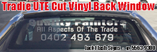 Tradie Ute Cut Vinyl Letters Back Window Signs - Jack Flash Signs